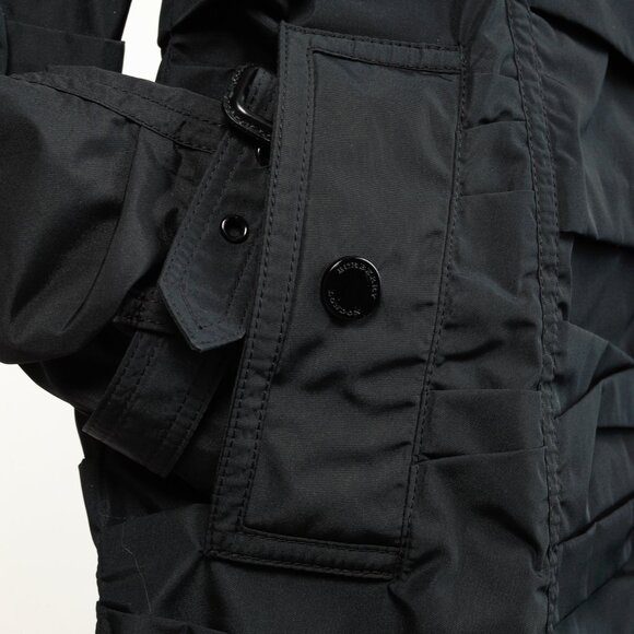 Burberry Roemead Black Allover Ruched Zip Coat - Picture 8 of 13